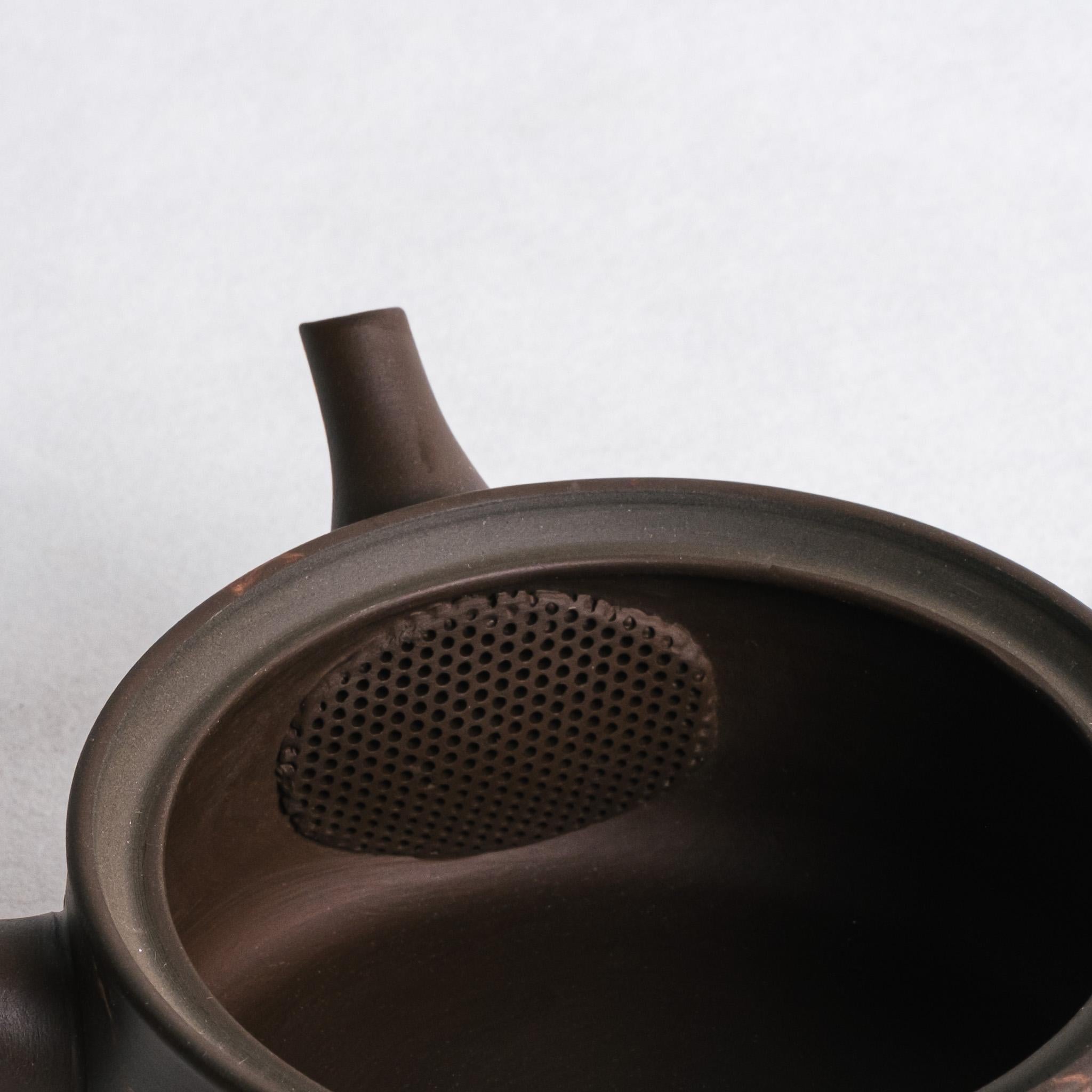 Gyokko Mogake Flat Bottom Kyusu Dark