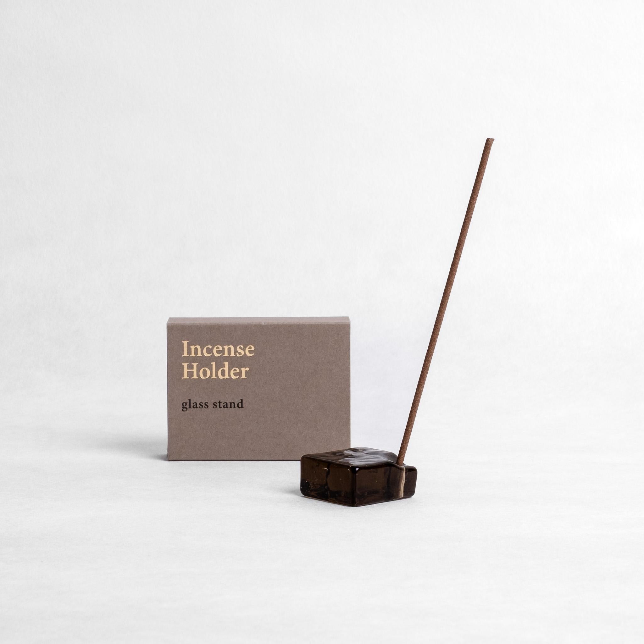 Square Glass Incense Holder - Black