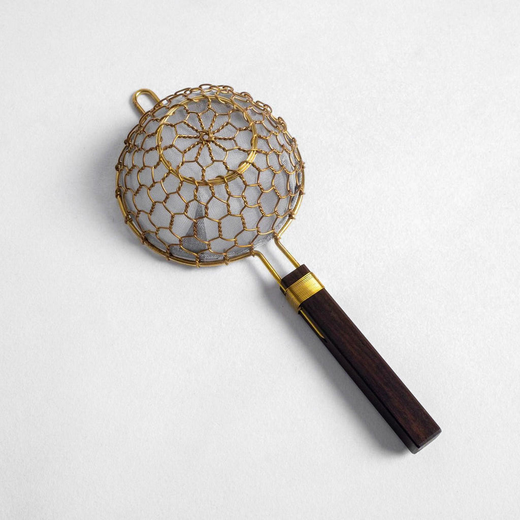 Kanaami Tsuji Tea Strainer - Brass with Rosewood Handle (Rosewood Brass)