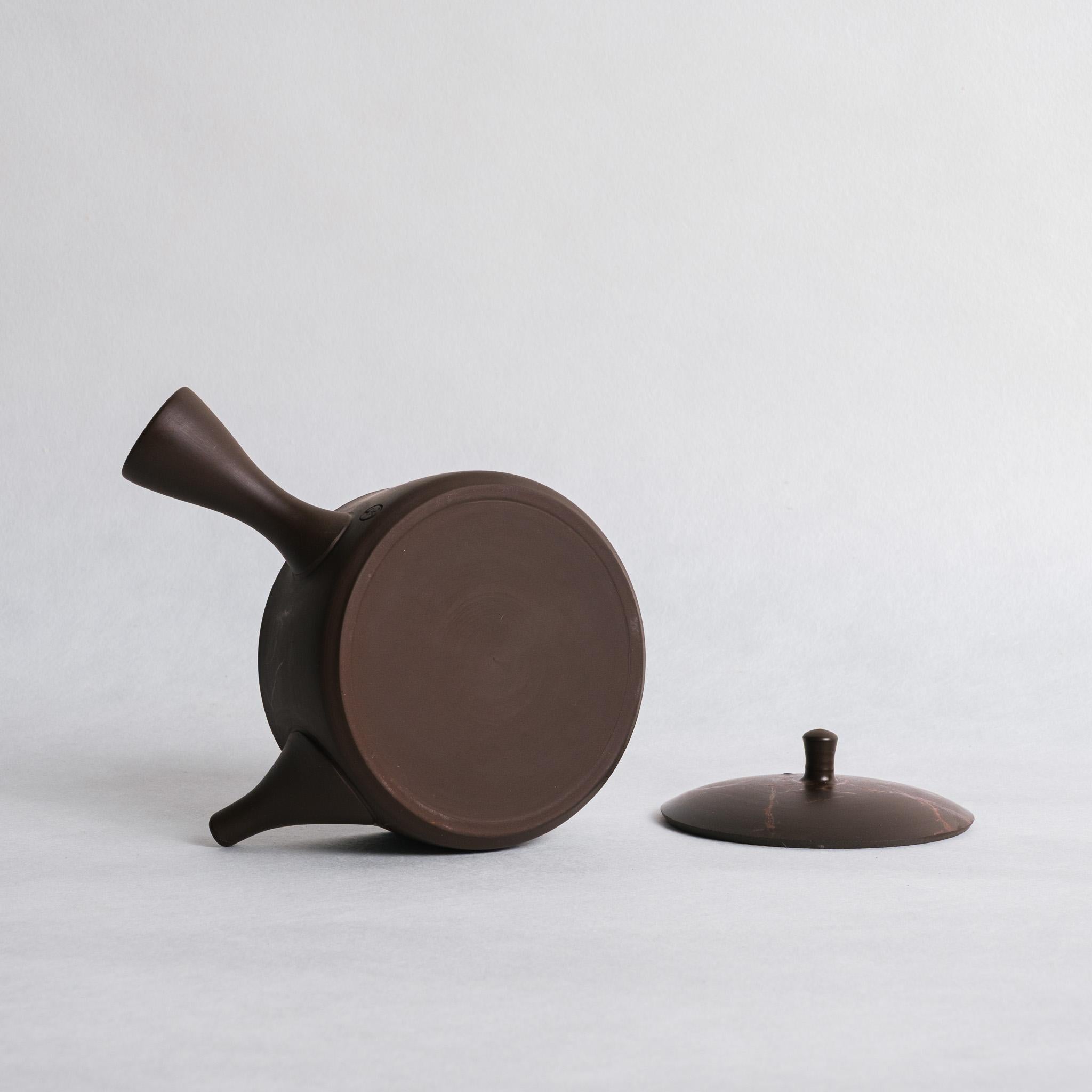 Gyokko Mogake Flat Bottom Kyusu Dark